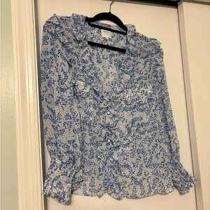 Misa Women’s blue floral ruffle top